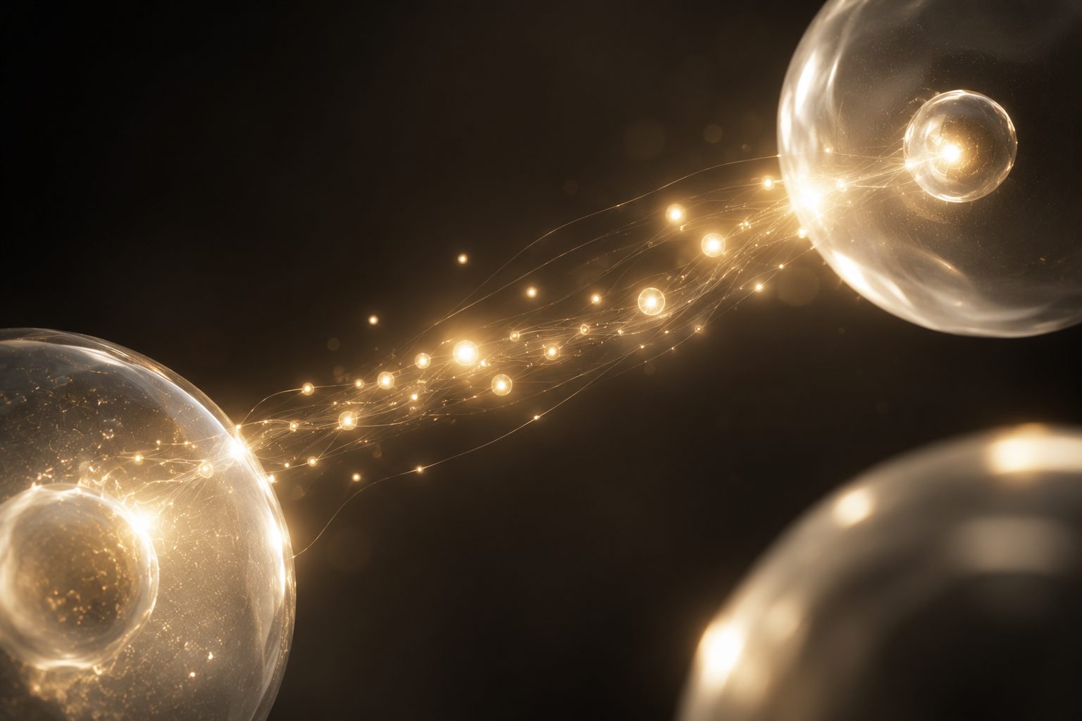 Golden renewal signal particles travelling between skin cells